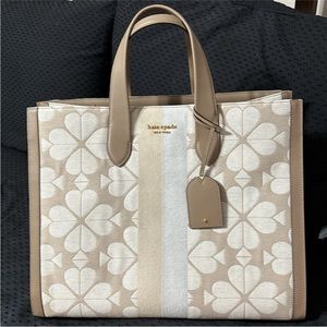Kate spade oversized flower spade tote Jacquard Stripe Manhattan